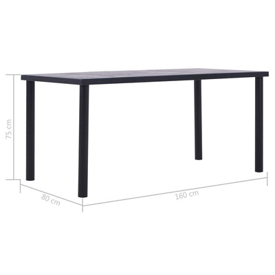 Dealsmate  Dining Table Black and Concrete Grey 160x80x75 cm MDF