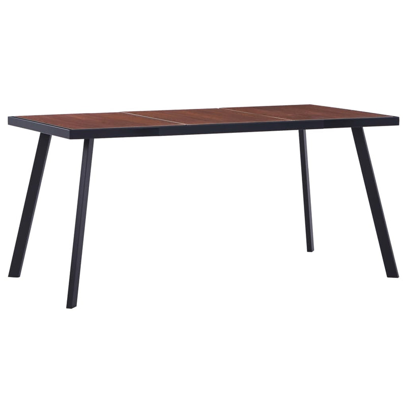 Dealsmate  Dining Table Dark Wood and Black 160x80x75 cm MDF