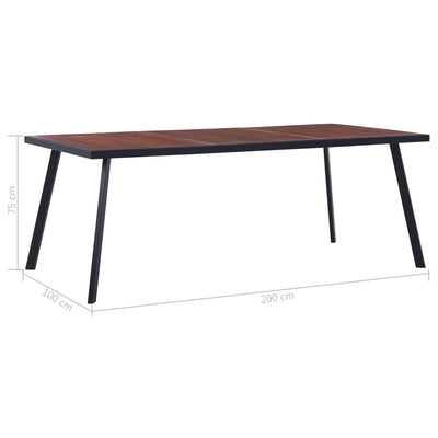 Dealsmate  Dining Table Dark Wood and Black 200x100x75 cm MDF