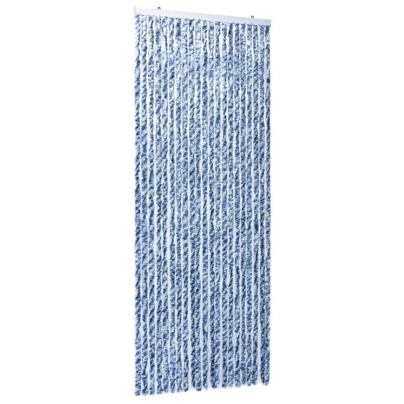Dealsmate  Insect Curtain Blue, White and Silver 90x220 cm Chenille