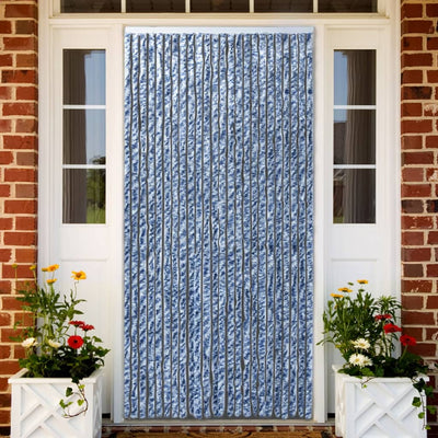 Dealsmate  Insect Curtain Blue, White and Silver 90x220 cm Chenille