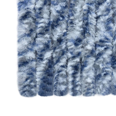 Dealsmate  Insect Curtain Blue, White and Silver 100x220 cm Chenille
