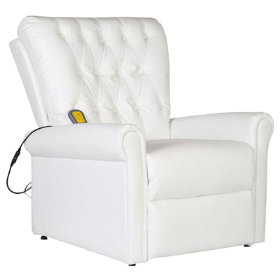 Dealsmate  Massage Recliner Chair White Faux Leather