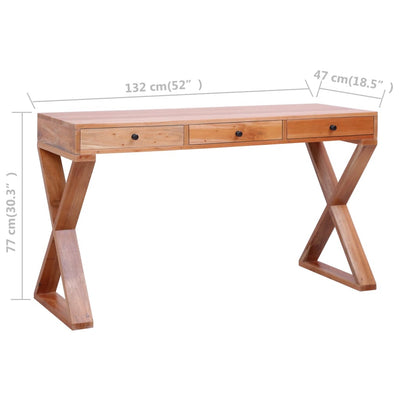 Dealsmate  Computer Desk Natural 132x47x77 cm Solid Mahogany Wood