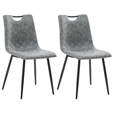Dealsmate  Dining Chairs 2 pcs Dark Grey Faux Leather
