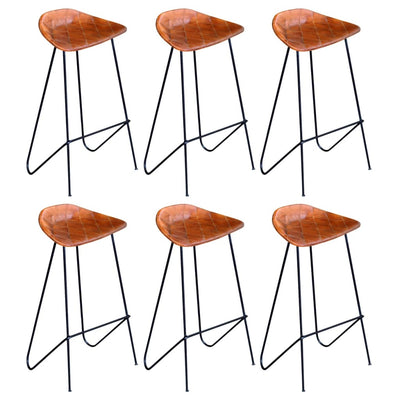 Dealsmate  Bar Chairs 6 pcs Brown Real Leather