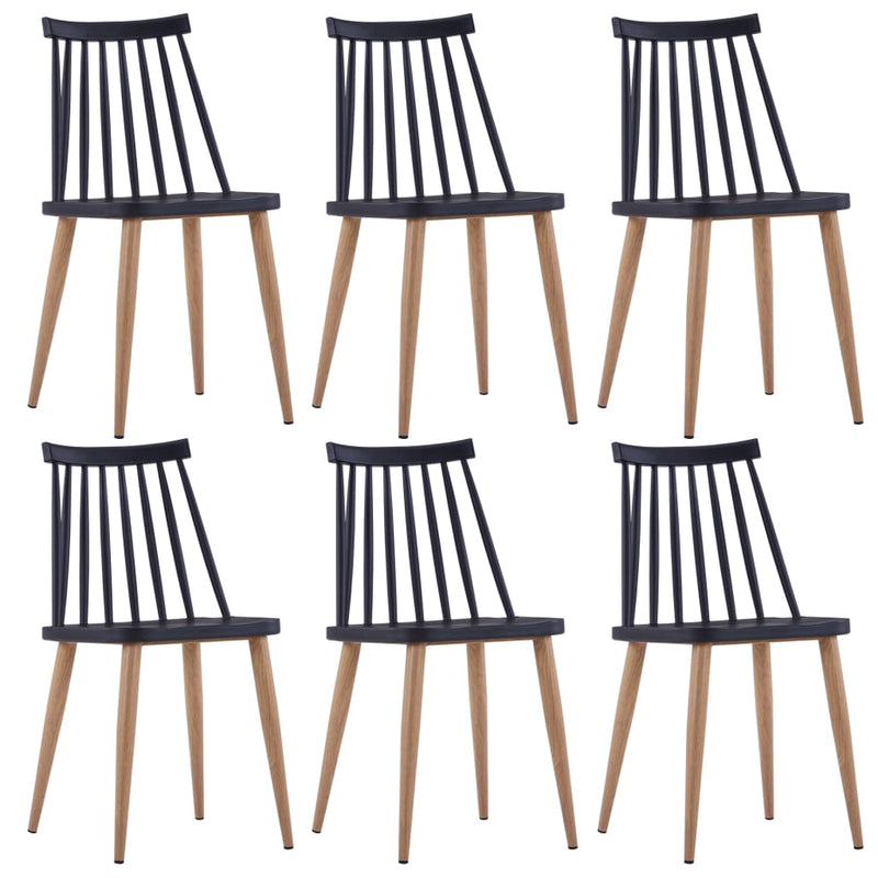 Dealsmate  Dining Chairs 6 pcs Black Plastic