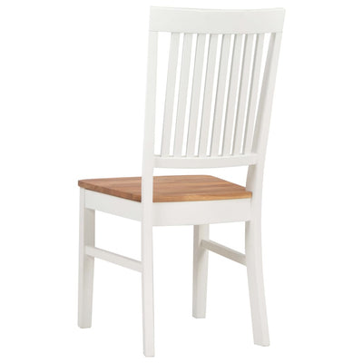 Dealsmate  Dining Chairs 4 pcs White Solid Oak Wood
