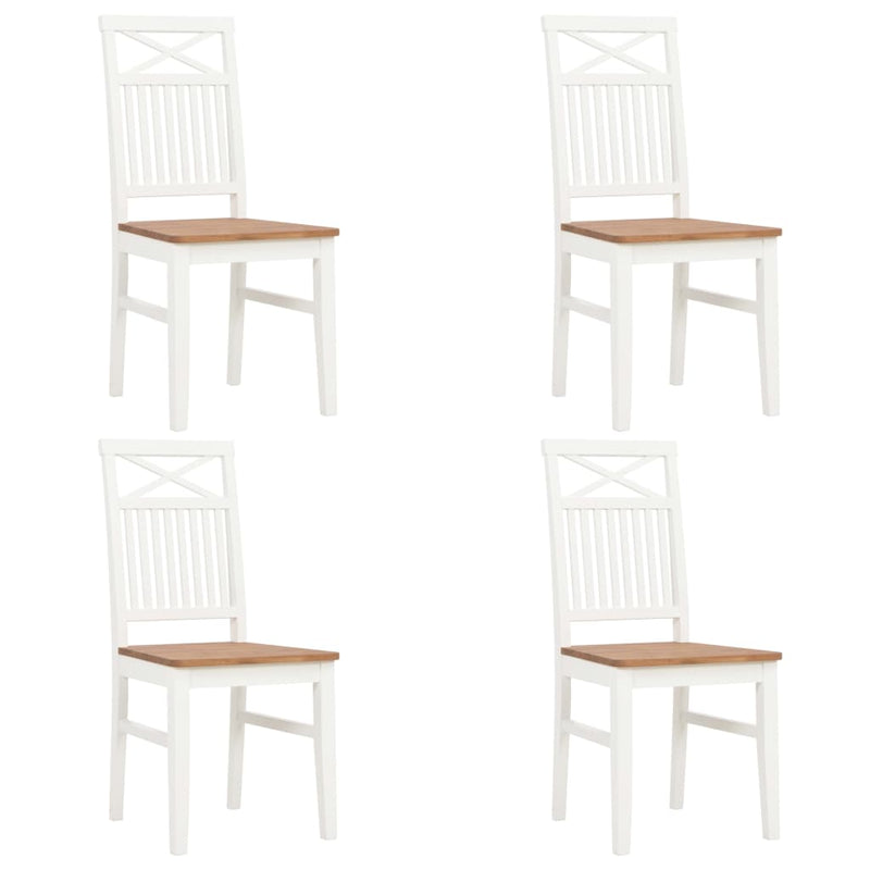 Dealsmate  Dining Chairs 4 pcs White Solid Oak Wood