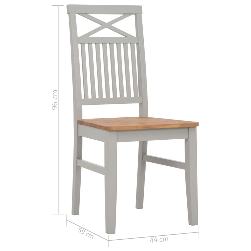 Dealsmate  Dining Chairs 4 pcs Grey Solid Oak Wood