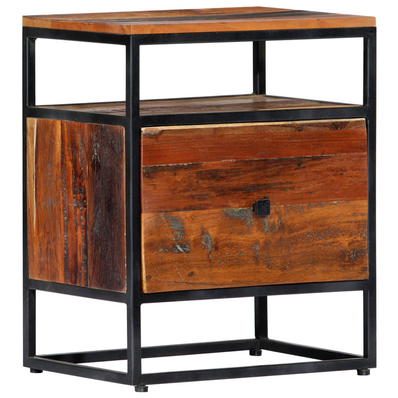 Dealsmate  Bedside Cabinet 40x30x50 cm Solid Reclaimed Wood and Steel