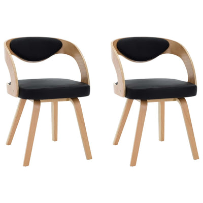 Dealsmate  Dining Chairs 2 pcs Black Bent Wood and Faux Leather