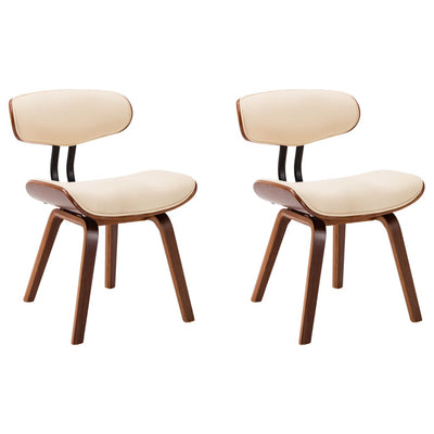 Dealsmate  Dining Chairs 2 pcs Cream Bent Wood and Faux Leather