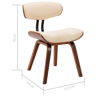 Dealsmate  Dining Chairs 2 pcs Cream Bent Wood and Faux Leather