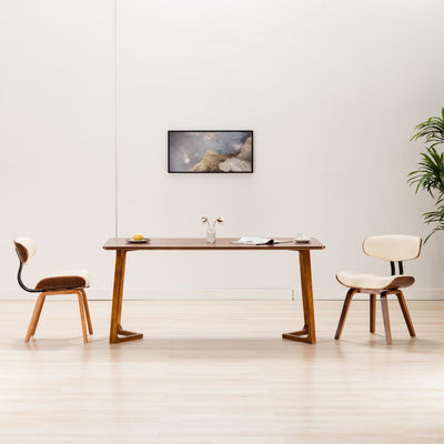 Dealsmate  Dining Chairs 2 pcs Cream Bent Wood and Faux Leather