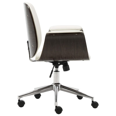 Dealsmate  Office Chair White Bent Wood and Faux Leather
