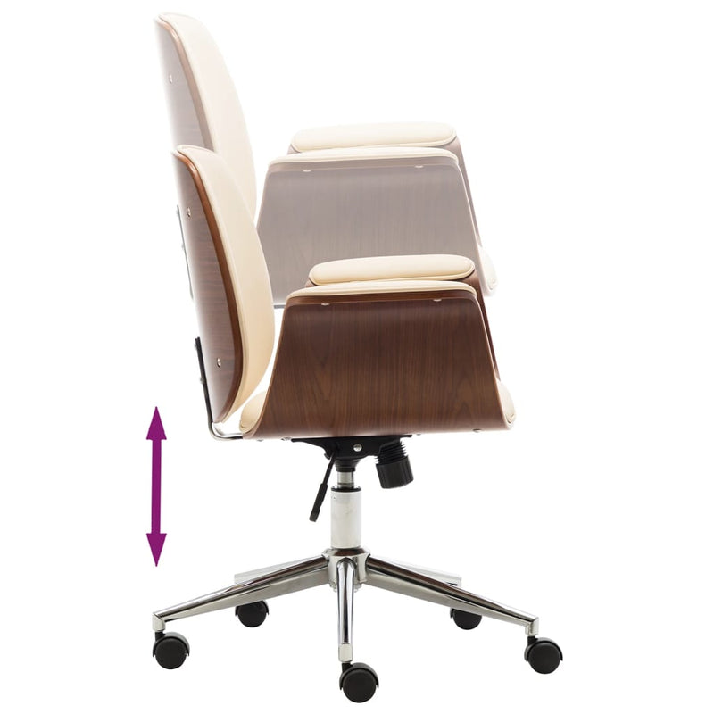 Dealsmate  Office Chair Cream Bent Wood and Faux Leather
