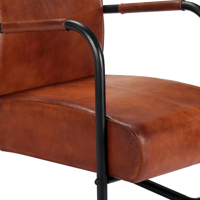 Dealsmate  Relax Armchair Brown Real Leather