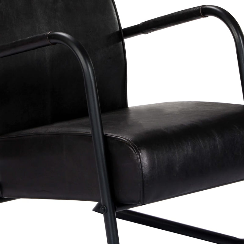 Dealsmate  Relax Armchair Black Real Leather