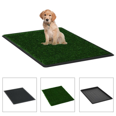 Dealsmate  Pet Toilets 2 pcs with Tray & Faux Turf Green 76x51x3 cm WC