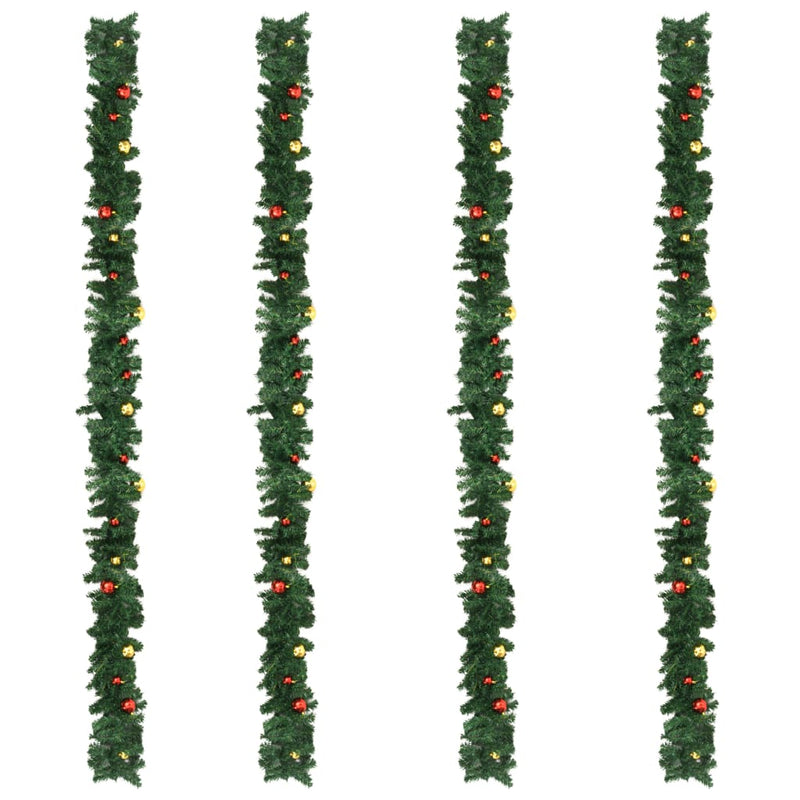 Dealsmate  Christmas Garlands 4 pcs with Baubles Green 270 cm PVC