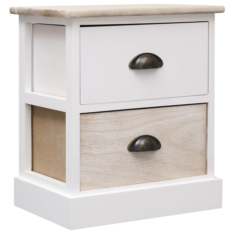 Dealsmate  Nightstand White and Natural 38x28x45 cm Paulownia Wood