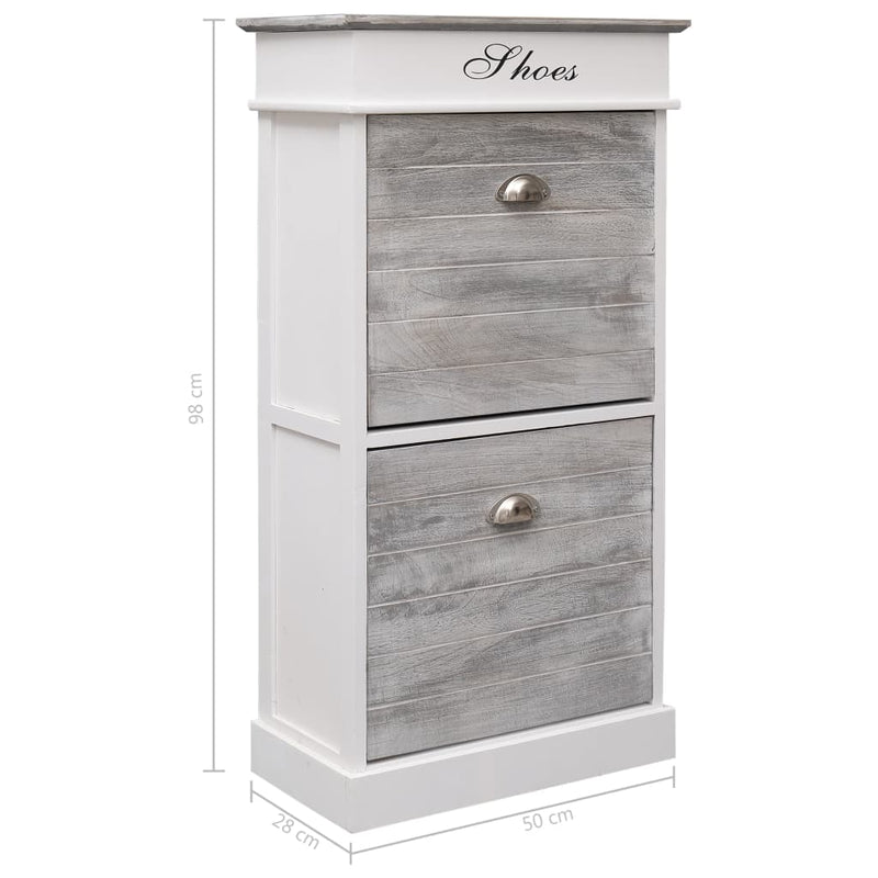 Dealsmate  Shoe Cabinet Grey 50x28x98 cm Paulownia Wood
