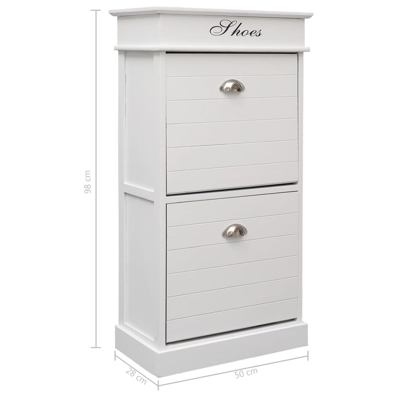 Dealsmate  Shoe Cabinet White 50x28x98 cm Paulownia Wood