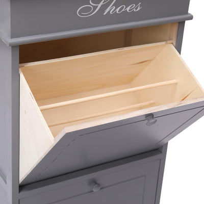 Dealsmate  Shoe Cabinet Grey 50x28x98 cm Paulownia Wood