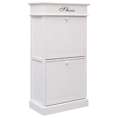 Dealsmate  Shoe Cabinet White 50x28x98 cm Paulownia Wood