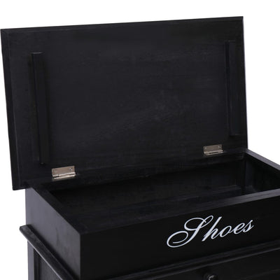 Dealsmate  Shoe Cabinet Black 50x28x98 cm Paulownia Wood