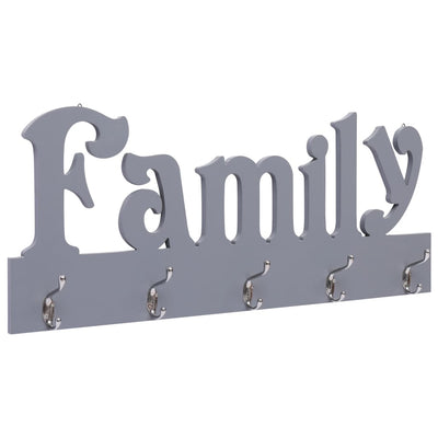 Dealsmate  Wall Mounted Coat Rack FAMILY Grey 74x29.5 cm