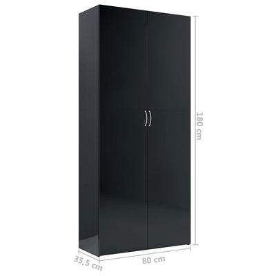 Dealsmate  Storage Cabinet High Gloss Black 80x35.5x180 cm Chipboard