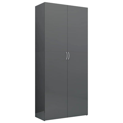 Dealsmate  Storage Cabinet High Gloss Grey 80x35.5x180 cm Chipboard