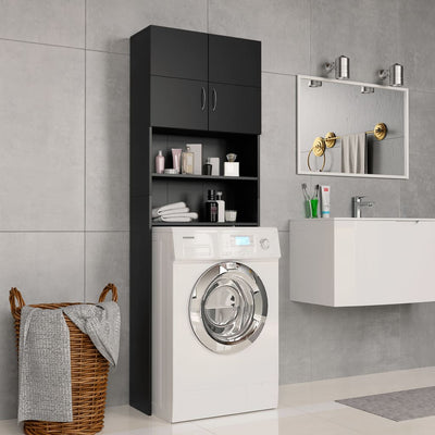 Dealsmate  Washing Machine Cabinet Black 64x25.5x190 cm Engineered Wood
