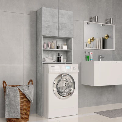 Dealsmate  Washing Machine Cabinet Concrete Grey 64x25.5x190 cm Engineered Wood