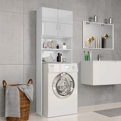 Dealsmate  Washing Machine Cabinet High Gloss White 64x25.5x190 cm