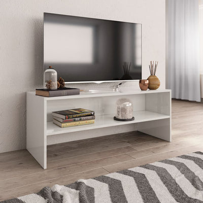 Dealsmate  TV Cabinet High Gloss White 100x40x40 cm Engineered Wood