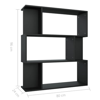 Dealsmate  Book Cabinet/Room Divider Black 80x24x96 cm Engineered Wood