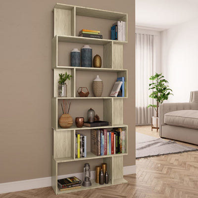 Dealsmate  Book Cabinet/Room Divider Sonoma Oak 80x24x192 cm Engineered Wood