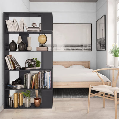 Dealsmate  Book Cabinet/Room Divider High Gloss Grey 80x24x159 cm