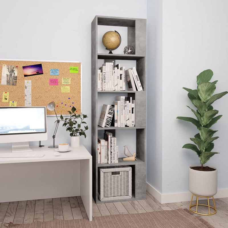 Dealsmate  Book Cabinet/Room Divider Concrete Grey 45x24x159 cm Engineered Wood