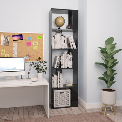Dealsmate  Book Cabinet/Room Divider High Gloss Black 45x24x159 cm Chipboard