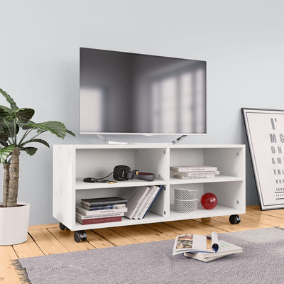 Dealsmate  TV Cabinet with Castors White 90x35x35 cm Engineered Wood
