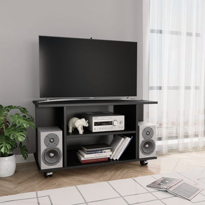 Dealsmate  TV Cabinet with Castors Black 80x40x45 cm Engineered Wood