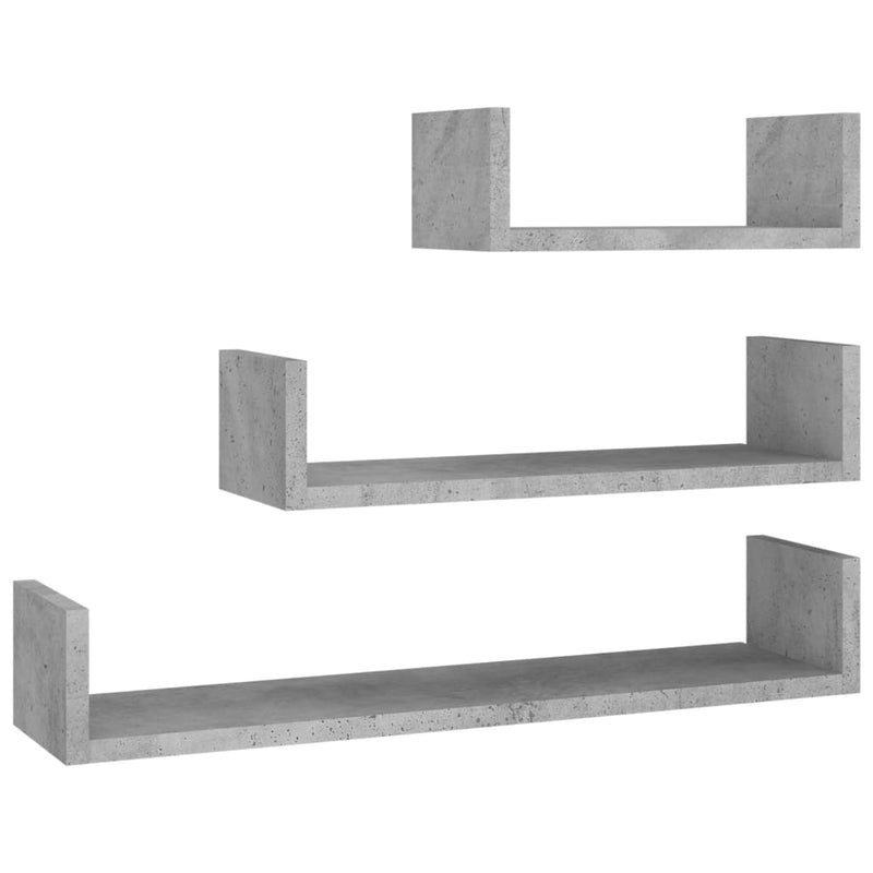 Dealsmate  Wall Display Shelf 3 pcs Concrete Grey Engineered Wood
