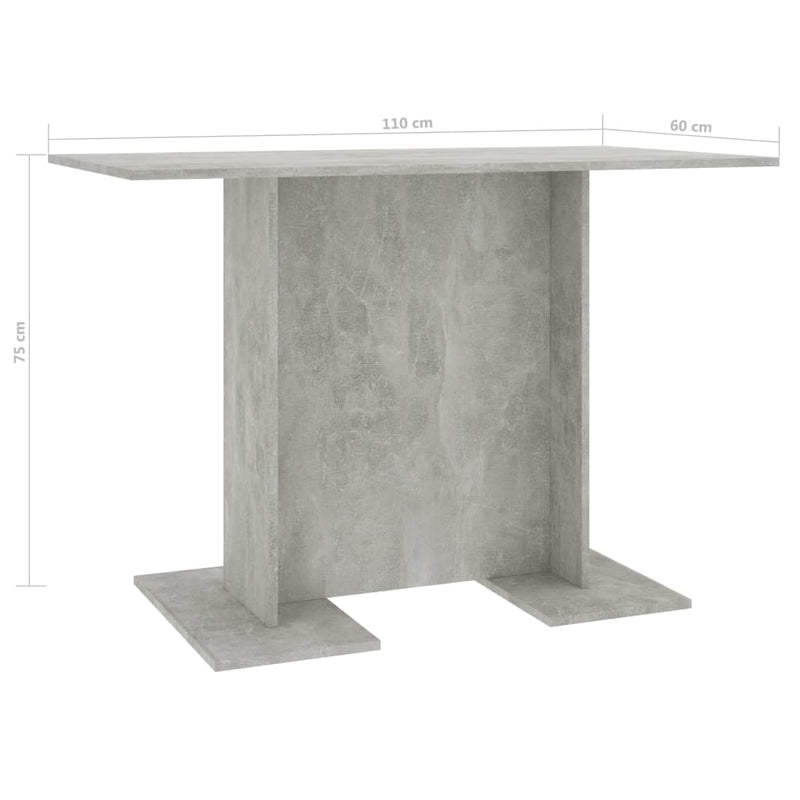 Dealsmate  Dining Table Concrete Grey 110x60x75 cm Chipboard