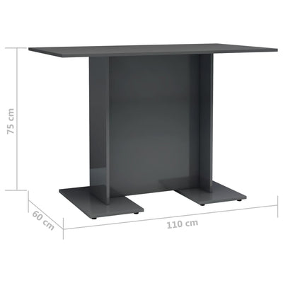 Dealsmate  Dining Table High Gloss Grey 110x60x75 cm Chipboard