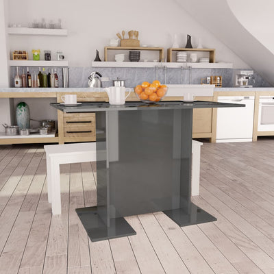 Dealsmate  Dining Table High Gloss Grey 110x60x75 cm Chipboard