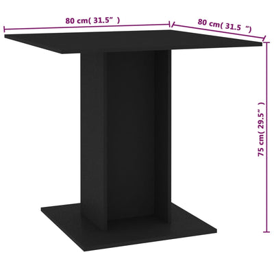 Dealsmate  Dining Table Black 80x80x75 cm Engineered Wood